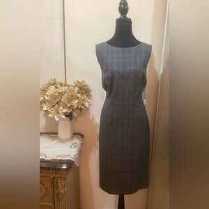 Nordstrom Grey-black check pattern Crew Neck Sleeveless Dress​